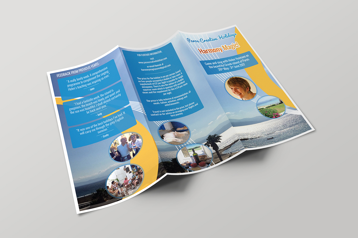 Paros Creative Holidays tri-fold brochure